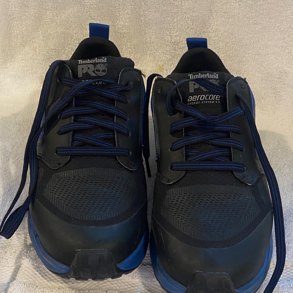 Timberland PRO Men's Black Athletic Shoes with Blue Highlights